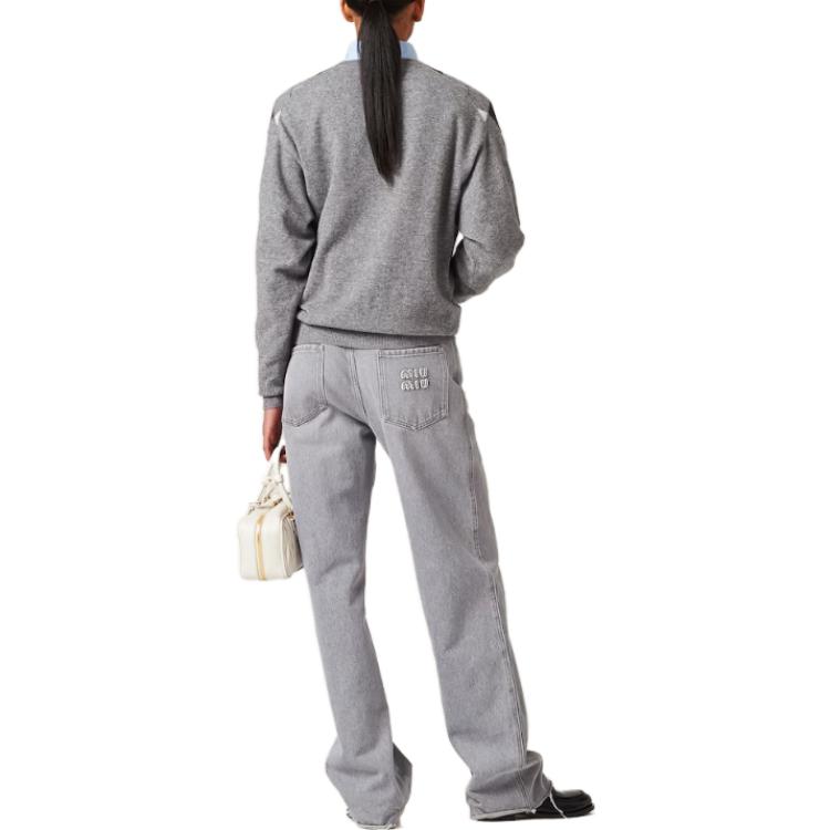 (Women) MIU MIU FW23 Diamond V-Neck Casual Sweater  Marble Gray MML826-13K6-F0K44-S-232 圖 4