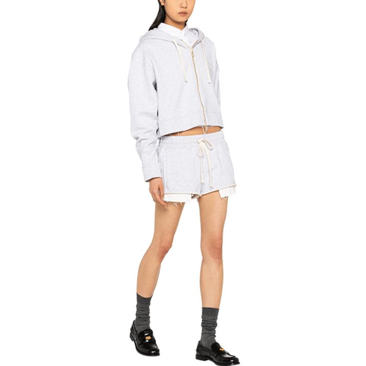 Lookbook (W) Miu Miu 2023秋冬灰色拉链连帽外套夹克 MJL954-12Y6-F0031-S-232