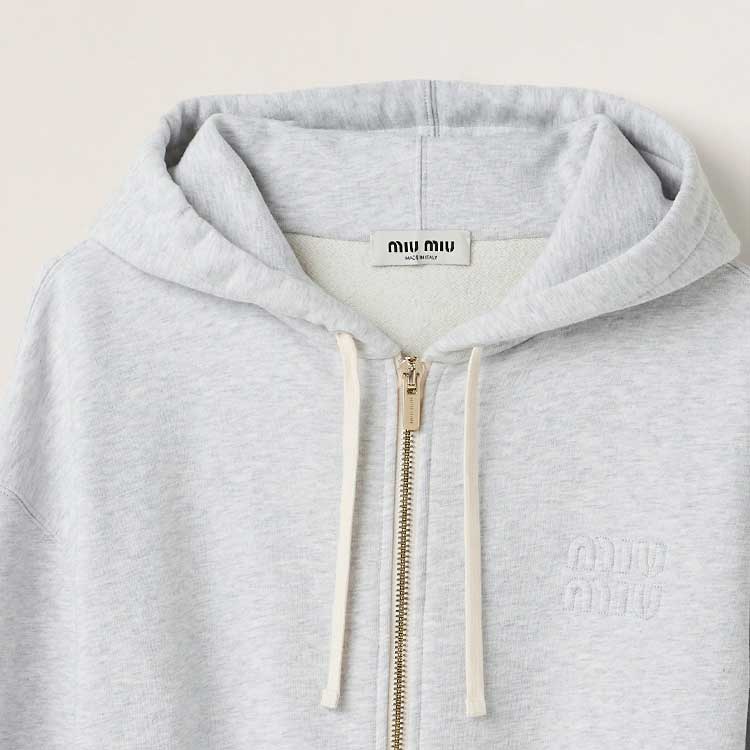 Sizing (W) Miu Miu 2023秋冬灰色拉链连帽外套夹克 MJL954-12Y6-F0031-S-232