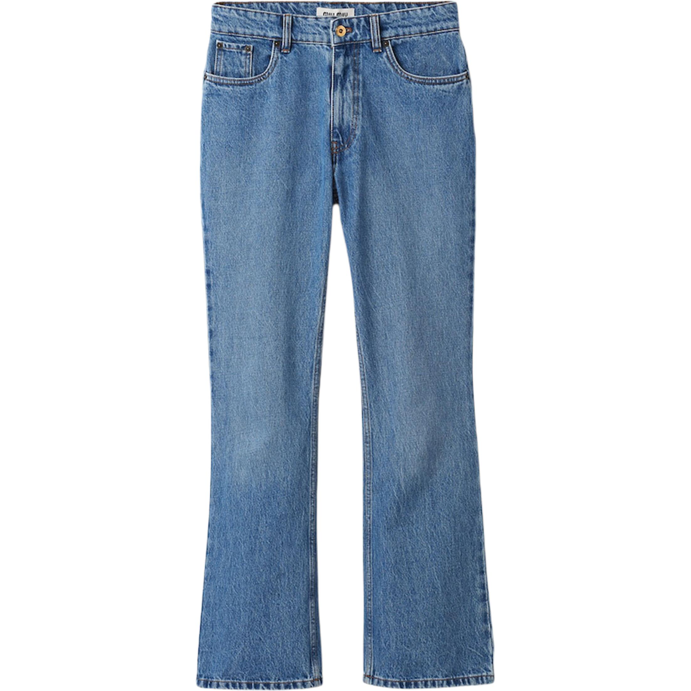 (Women) MIU MIU FW23 High-Waisted Slim Fit Zipper Long Denim Pants  Gemstone Blue GWP482-13LE-F0013-S-232