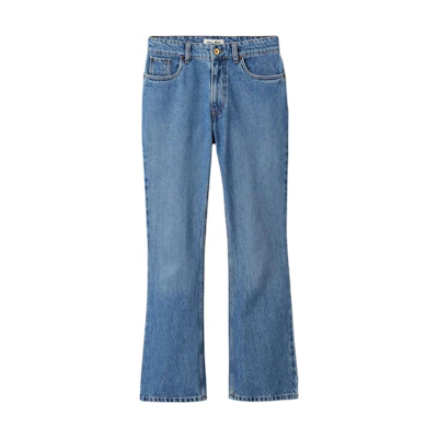 (Women) MIU MIU FW23 High-Waisted Slim Fit Zipper Long Denim Pants Gemstone Blue GWP482-13LE-F0013-S-232