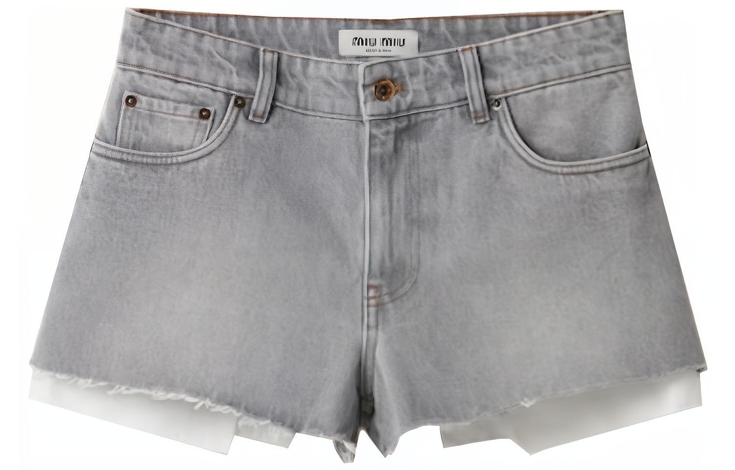 (Women) MIU MIU FW23 Low Waist Straight Leg Denim Shorts Grey Women’s Fashion. GWP434-13LF-F0031-S-231