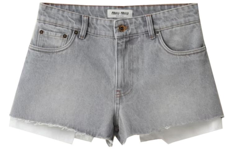 Order (W) Shorts Vaqueros MIU MIU FW23 Cintura Baja Pierna Recta Gris Moda Mujer. GWP434-13LF-F0031-S-231