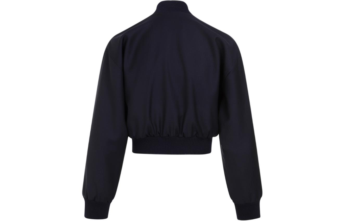 Lookbook (Women) MIU MIU FW23 Navy Blue Embroidered Cropped Bomber Jacket for Women. ML936-11AD-F0008-S-232