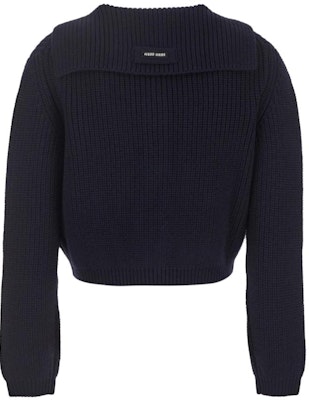 (W) MIU MIU FW23 Navy Blue Kardigan Rajut Lengan Panjang Kasual Perempuan. MMF768-13IV-F0008 Lookbook (W) MIU MIU FW23 Navy Blue Kardigan Rajut Lengan Panjang Kasual Perempuan. MMF768-13IV-F0008