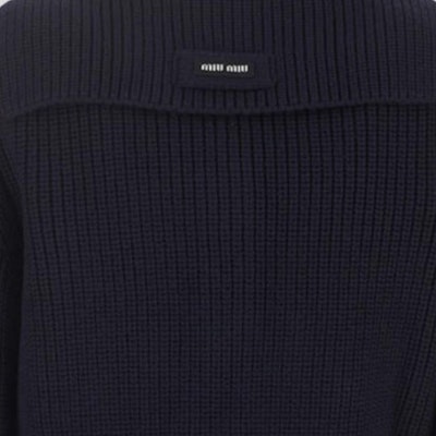 (W) MIU MIU FW23 Navy Blue Kardigan Rajut Lengan Panjang Kasual Perempuan. MMF768-13IV-F0008 Shop (W) MIU MIU FW23 Navy Blue Kardigan Rajut Lengan Panjang Kasual Perempuan. MMF768-13IV-F0008