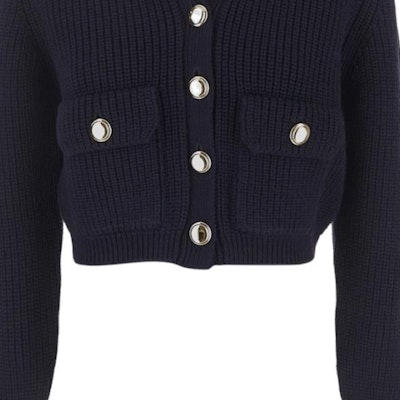 (W) MIU MIU FW23 Navy Blue Kardigan Rajut Lengan Panjang Kasual Perempuan. MMF768-13IV-F0008 Purchase (W) MIU MIU FW23 Navy Blue Kardigan Rajut Lengan Panjang Kasual Perempuan. MMF768-13IV-F0008