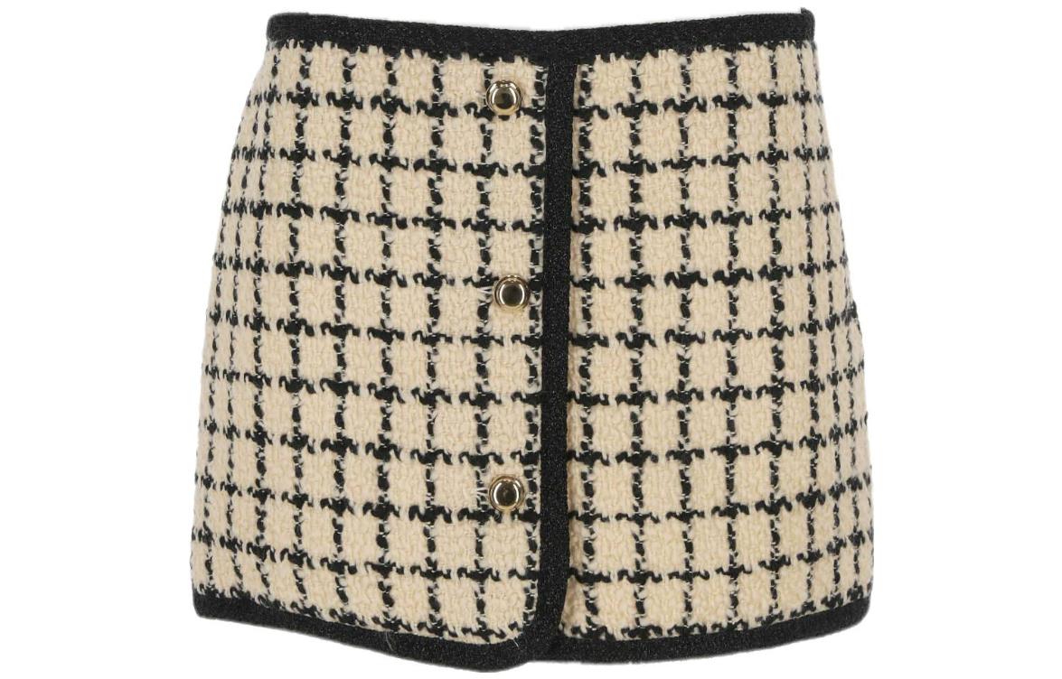 Lookbook (W) MIU MIU FW23格紋刺繡Logo中腰休閒裙 女士款 米白色 MG2134-139K-F0A72-S-OOO