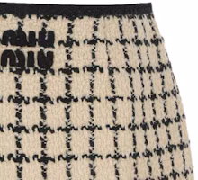 Purchase (W) MIU MIU FW23 チェック刺繍ロゴ ミッドライズ カジュアルスカート レディース オフホワイト MG2134-139K-F0A72-S-OOO