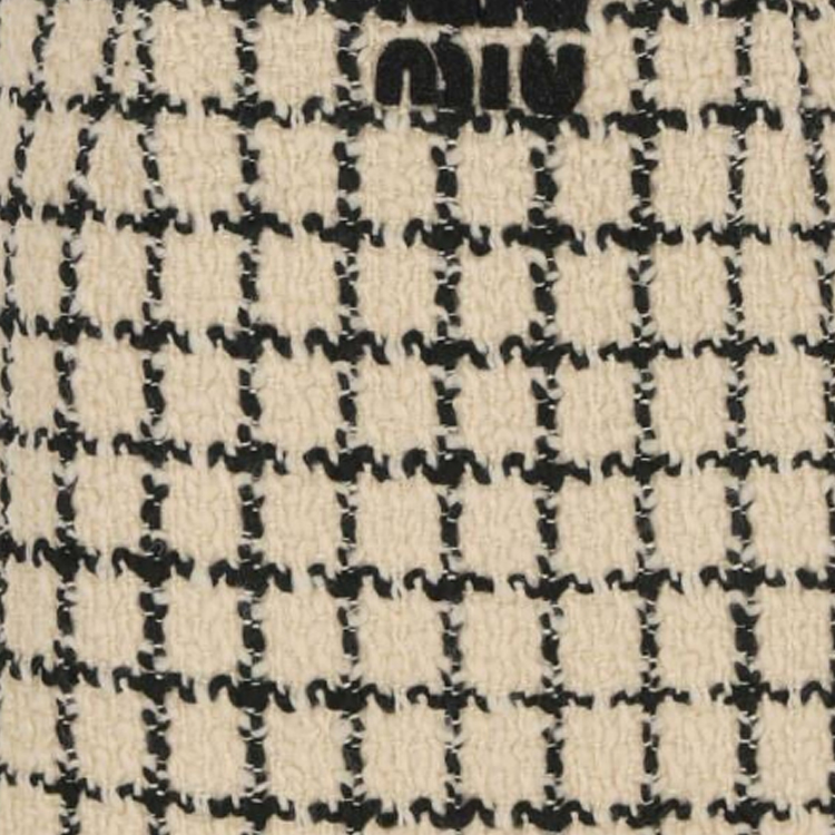 Details for (W) MIU MIU FW23格紋刺繡Logo中腰休閒裙 女士款 米白色 MG2134-139K-F0A72-S-OOO