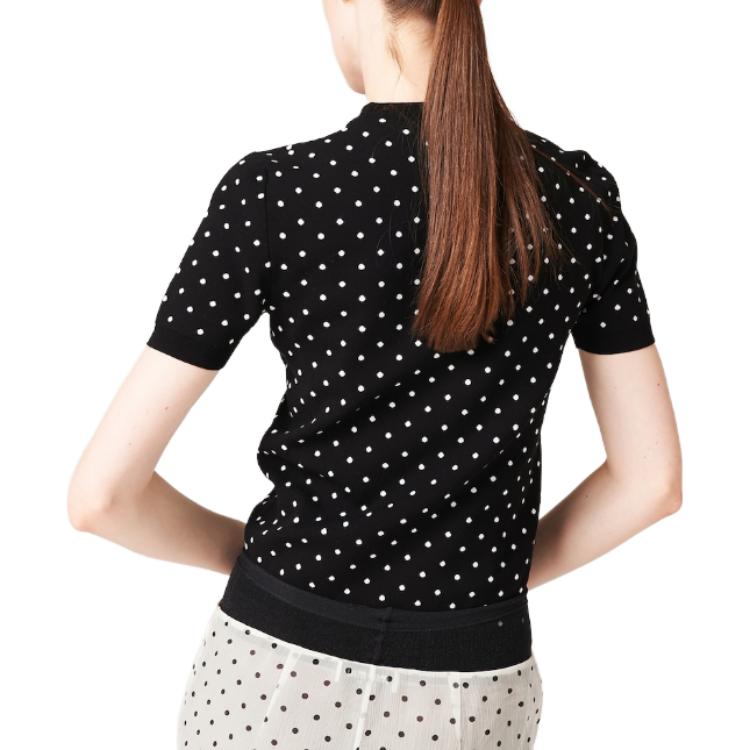 Shop (W) MIU MIU 2023秋冬波点字母短袖针织衫 女士黑色款 MML855-13WU-F0967-S-232