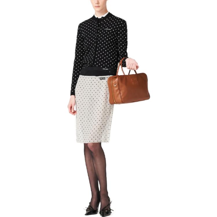 Purchase (W) MIU MIU 2023秋冬波点字母短袖针织衫 女士黑色款 MML855-13WU-F0967-S-232