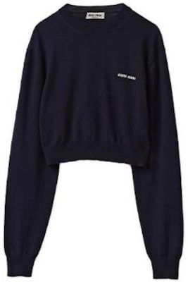 (W) MIU MIU 秋冬新品蓝色纯色标志针织毛衣 MML806-13K2-F0008-S-232 Order (W) MIU MIU 秋冬新品蓝色纯色标志针织毛衣 MML806-13K2-F0008-S-232