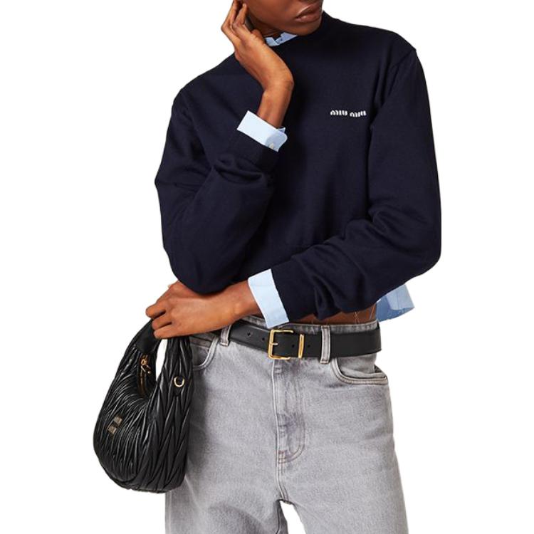 Lookbook (W) MIU MIU 秋冬新品蓝色纯色标志针织毛衣 MML806-13K2-F0008-S-232