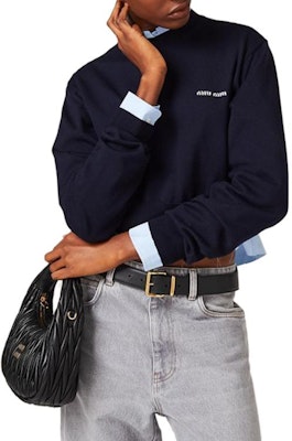 (W) MIU MIU 秋冬新品蓝色纯色标志针织毛衣 MML806-13K2-F0008-S-232 Lookbook (W) MIU MIU 秋冬新品蓝色纯色标志针织毛衣 MML806-13K2-F0008-S-232