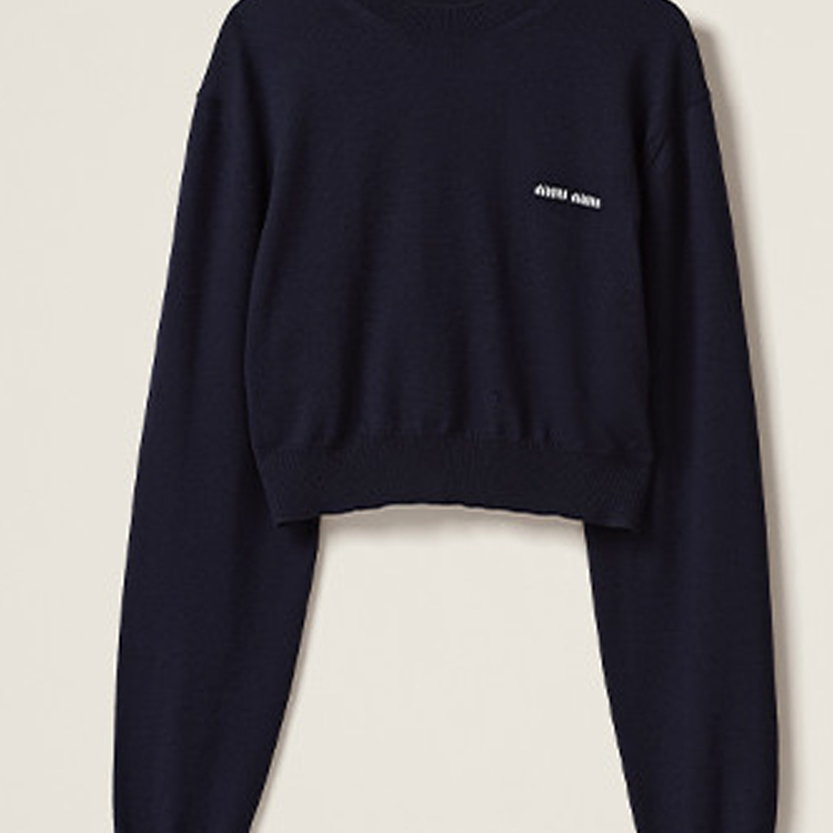 Purchase (W) MIU MIU 秋冬新品蓝色纯色标志针织毛衣 MML806-13K2-F0008-S-232