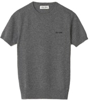 (Women) MIU MIU FW23 Solid Color Logo Knit Short-Sleeve Sweater Women. MML842-13S1-F0480-S-232 (Women) MIU MIU FW23 Solid Color Logo Knit Short-Sleeve Sweater Women. MML842-13S1-F0480-S-232