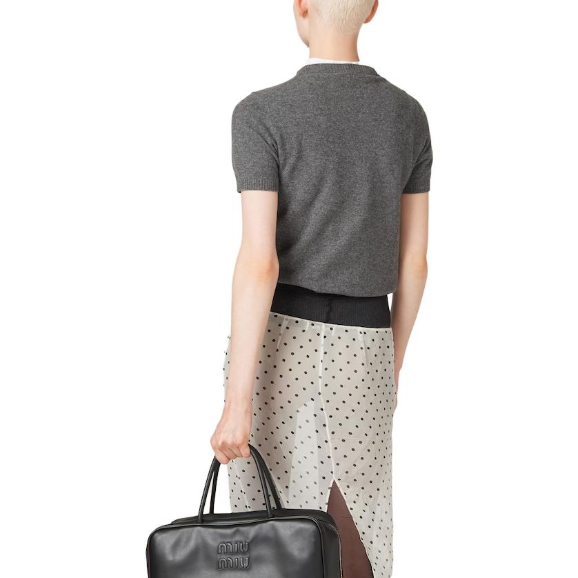 Purchase (W) MIU MIU 2023秋冬纯色LOGO针织短袖毛衣女款 MML842-13S1-F0480-S-232