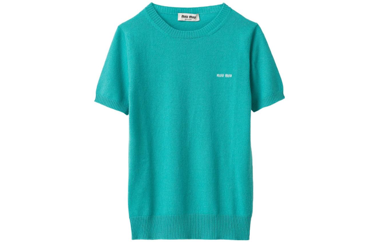 Sizing (W) MIU MIU 2023秋冬纯色LOGO针织短袖毛衣女款 MML842-13S1-F0480-S-232