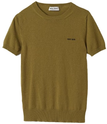 (W) MIU MIU 2023秋冬纯色LOGO针织短袖毛衣女款 MML842-13S1-F0480-S-232 1