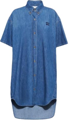 (W) MIU MIU FW23 Gaun Lengan Pendek Logo Warna Solid - Biru Permata GWA201-1294-F0013-S-232 Buy (W) MIU MIU FW23 Gaun Lengan Pendek Logo Warna Solid - Biru Permata GWA201-1294-F0013-S-232