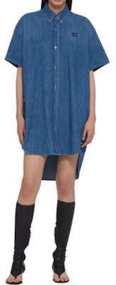 (W) MIU MIU FW23 Gaun Lengan Pendek Logo Warna Solid - Biru Permata GWA201-1294-F0013-S-232 Lookbook (W) MIU MIU FW23 Gaun Lengan Pendek Logo Warna Solid - Biru Permata GWA201-1294-F0013-S-232