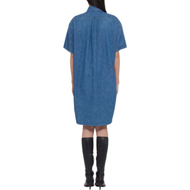 Shop (W) MIU MIU FW23 Gaun Lengan Pendek Logo Warna Solid - Biru Permata GWA201-1294-F0013-S-232