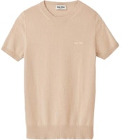 (Women) MIU MIU FW23 Solid Logo Cashmere Knit Sweater Light Brown. MML842-13S1-F0627-S-232 (Women) MIU MIU FW23 Solid Logo Cashmere Knit Sweater Light Brown. MML842-13S1-F0627-S-232