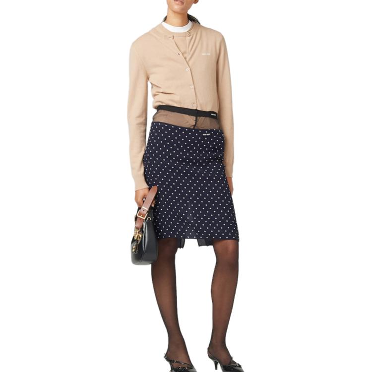 Lookbook (W) MIU MIU 秋冬23纯羊绒针织毛衣 浅棕色 经典标志款 MML842-13S1-F0627-S-232