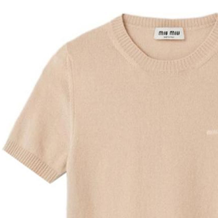Sizing (W) MIU MIU 秋冬23纯羊绒针织毛衣 浅棕色 经典标志款 MML842-13S1-F0627-S-232