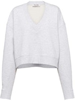 (Women) MIU MIU FW23 Solid Pullover Sweatshirt Gray MJL953-12Y6-F0031-S-232 (Women) MIU MIU FW23 Solid Pullover Sweatshirt Gray MJL953-12Y6-F0031-S-232