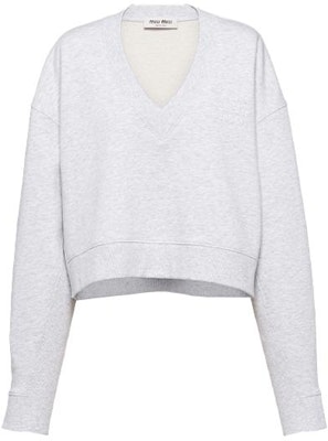 (Women) MIU MIU FW23 Solid Pullover Sweatshirt Gray MJL953-12Y6-F0031-S-232 Buy (Women) MIU MIU FW23 Solid Pullover Sweatshirt Gray MJL953-12Y6-F0031-S-232
