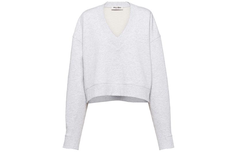 Order (Women) MIU MIU FW23 Solid Pullover Sweatshirt  Gray MJL953-12Y6-F0031-S-232