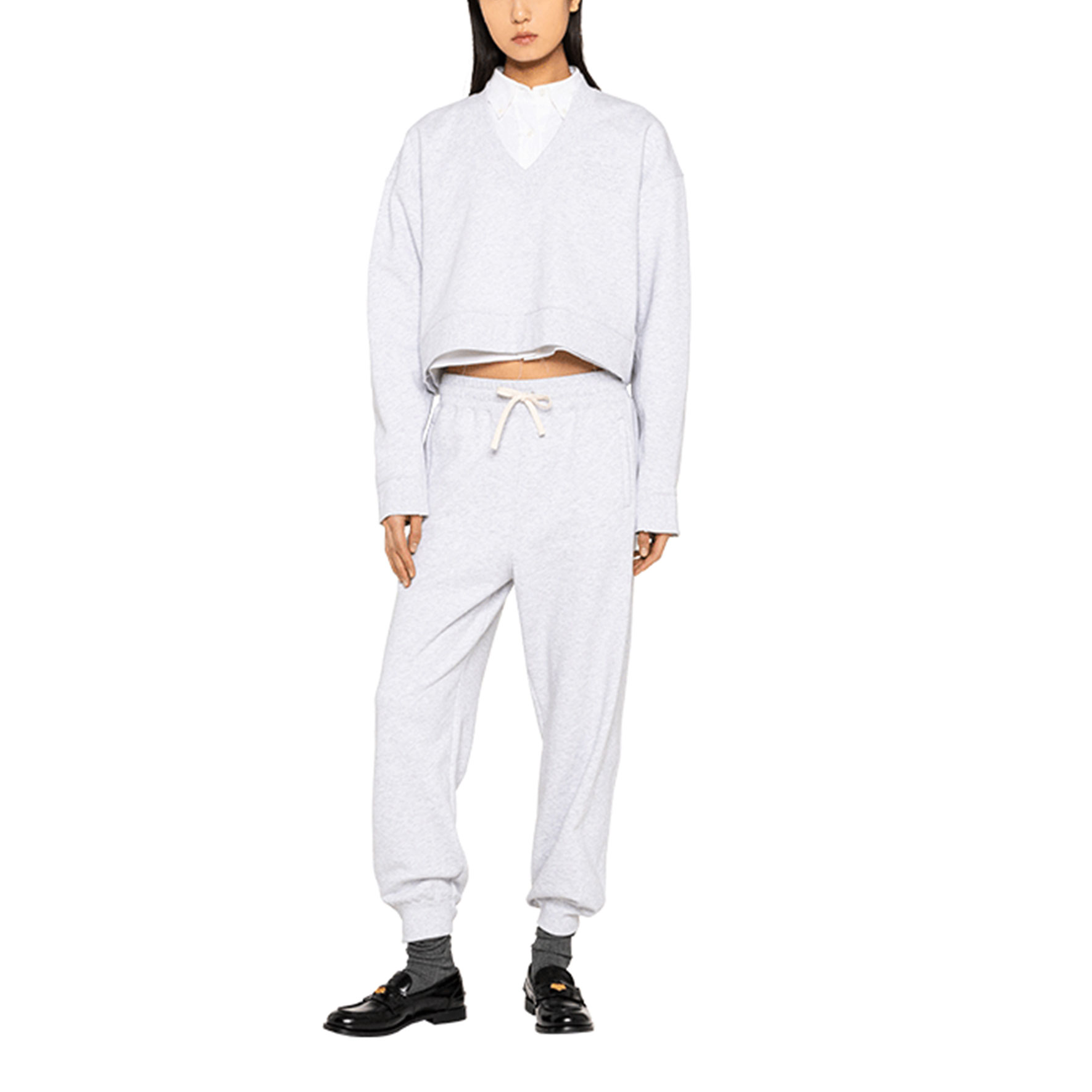 Lookbook (Women) MIU MIU FW23 Solid Pullover Sweatshirt  Gray MJL953-12Y6-F0031-S-232