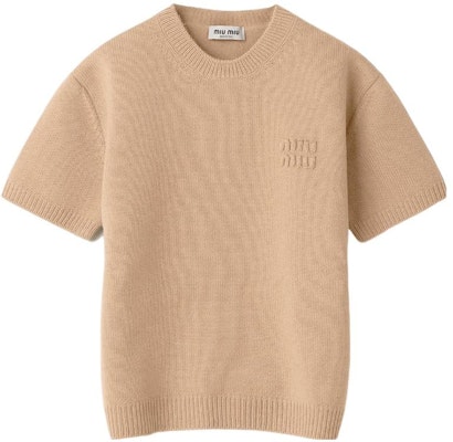 (W) MIU MIU 女士秋冬款针织短袖上衣 FW23 流苏标志刺绣设计。 MML839-13JS-F0031-S-232 Cheap (W) MIU MIU 女士秋冬款针织短袖上衣 FW23 流苏标志刺绣设计。 MML839-13JS-F0031-S-232