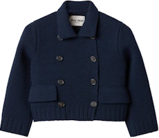 (Women) MIU MIU FW24 Blue Cropped Double-Breasted Slim-Fit Jacket. MMJ115-15RS-F0008-S-OOO (Women) MIU MIU FW24 Blue Cropped Double-Breasted Slim-Fit Jacket. MMJ115-15RS-F0008-S-OOO