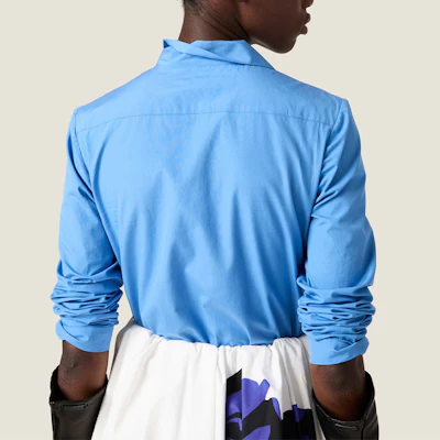 (W) MIU MIU FW24 寶石藍刺繡Logo長袖休閒襯衫 MK1888-15UL-F0013-S-OOO Shop (W) MIU MIU FW24 寶石藍刺繡Logo長袖休閒襯衫 MK1888-15UL-F0013-S-OOO