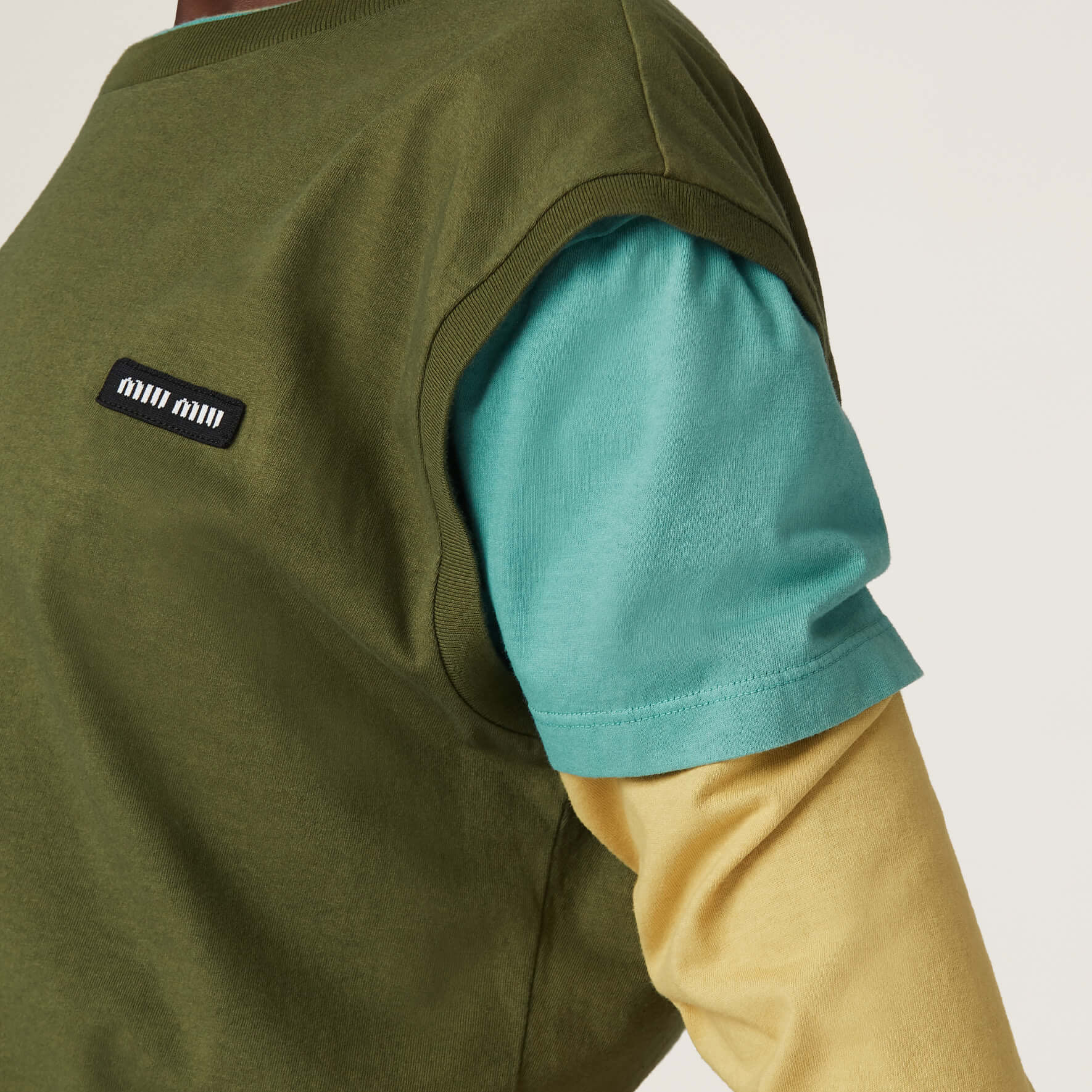 (Women) MIU MIU FW24  Holiday Logo Layered Long-Sleeve T-Shirt Light Green MJE15-137E-F03N3-S-OOO 圖 6