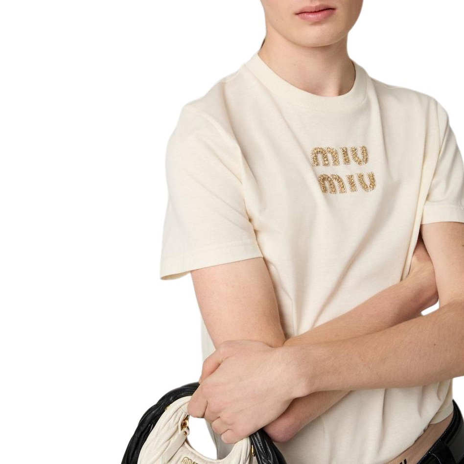 Details for (W) MIU MIU FW24 中性款logo印花圆领短袖T恤. MJN499-1585-F0018-S-232