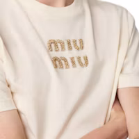 Sizing (W) MIU MIU FW24 中性款標誌印花短袖圓領T恤 MJN499-1585-F0018-S-232