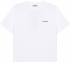 (Women) MIU MIU FW24 White Logo Print Crew Neck Short Sleeve T-Shirt MJN545-146Z-F0UB0 (Women) MIU MIU FW24 White Logo Print Crew Neck Short Sleeve T-Shirt MJN545-146Z-F0UB0