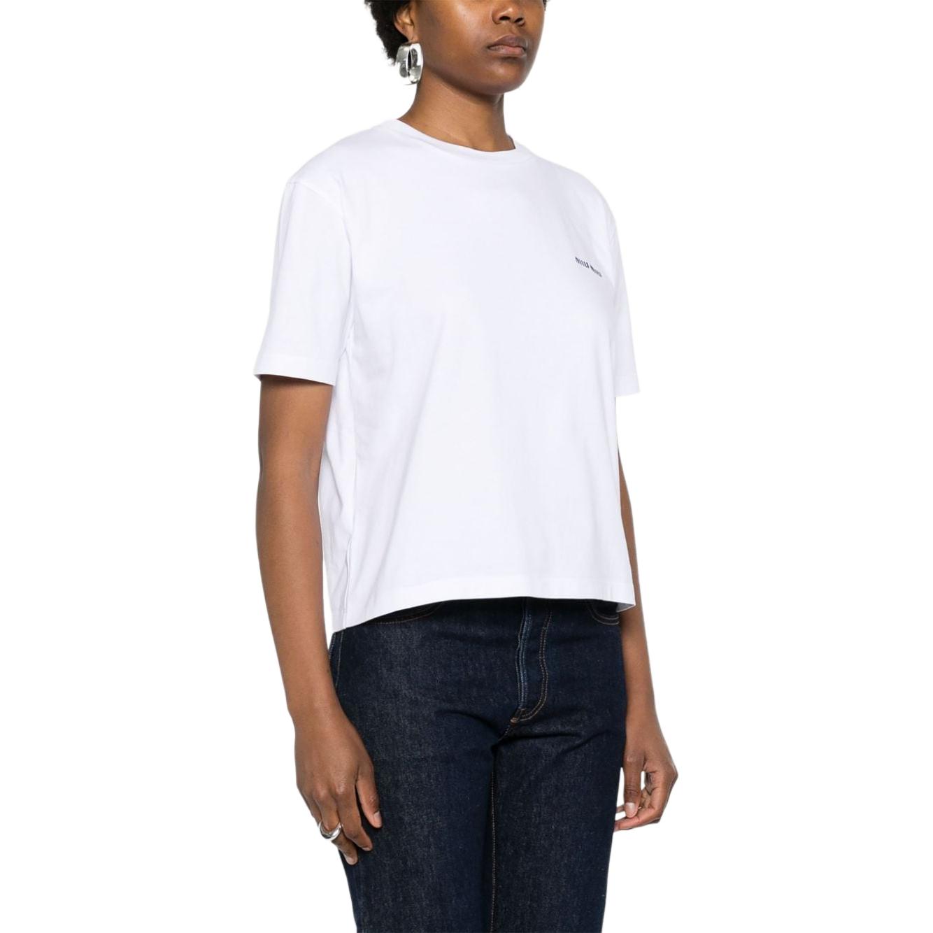 Details for (W) 缪缪 FW24 白色Logo印花圆领短袖T恤 MJN545-146Z-F0UB0