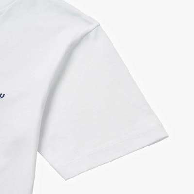 (W) 缪缪 FW24 白色Logo印花圆领短袖T恤 MJN545-146Z-F0UB0 1