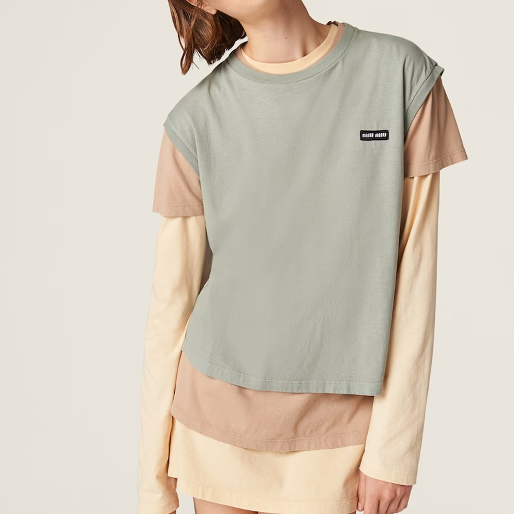 Purchase (Women) MIU MIU FW24 Holiday Series Colorblock Pullover Long Sleeve Tee Women - Multicolor MJE15-137E-F03N0-S-OOO