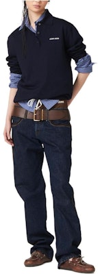 (W) MIU MIU FW25 秋季蓝色针织毛衣带标志图案设计 MML934-14RH-F0008-S-OOO Lookbook (W) MIU MIU FW25 秋季蓝色针织毛衣带标志图案设计 MML934-14RH-F0008-S-OOO