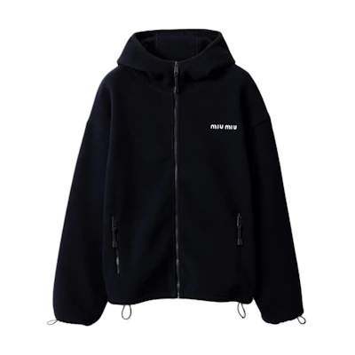 (Women) Miu Miu FW25 Qixi Series Cotton Logo Hoodie Zip-Up Sweatshirt MJL053-18E3-F0008-S-OOO