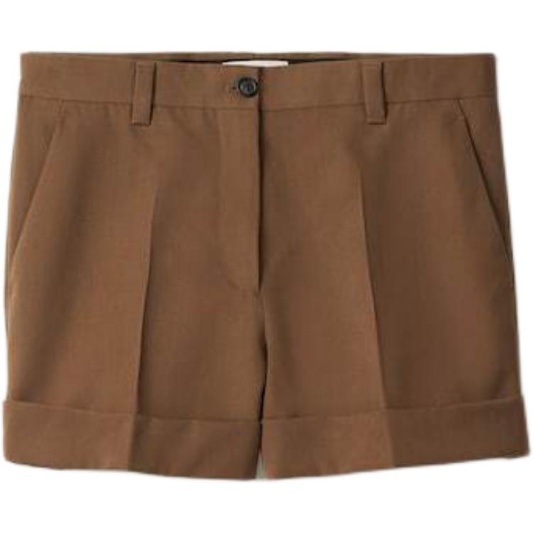 (Women) MIU MIU Gabardine Low-Rise Belted Loose Fit Bermuda Shorts Women Brown. MP1737-108N-F0594-S-OOO