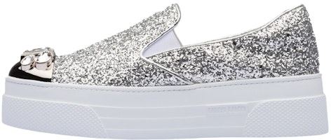 (Women) MIU MIU Glitter Fabric Platform Sneakers 'Silver' 5S024D_3A7B_F0118_F_D050 (Women) MIU MIU Glitter Fabric Platform Sneakers 'Silver' 5S024D_3A7B_F0118_F_D050
