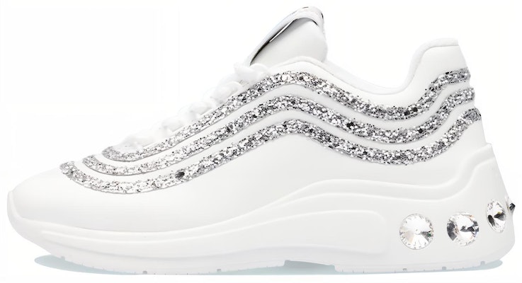 (Women) MIU MIU Glitter Leather Sneakers 'White Silver' 5E841C_3KS8_F0J36_F_D015 Buy (Women) MIU MIU Glitter Leather Sneakers 'White Silver' 5E841C_3KS8_F0J36_F_D015