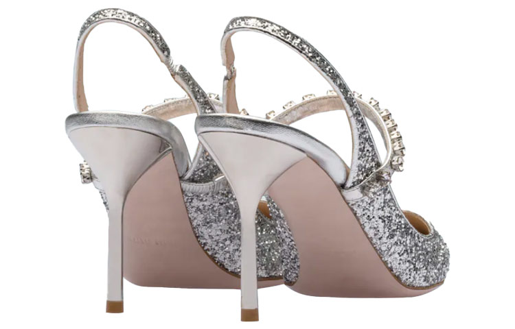 (W) MIU MIU Glitter Slingback Pumps 'Silver Sparkle' 圖 4